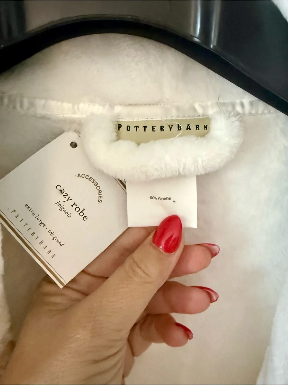 POTTERY BARN Lux Cozy ROBE WHITE Sz XL New